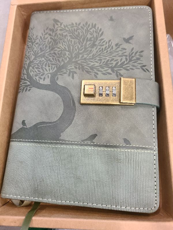 Photo 1 of MINICAGIE Vintage Diary with Lock for Women Girls 256 Pages Leather Journal with Lock A5 Password Locking Journals for Writing Note Taking Boys Men, 5.9x 8.3 in, Green