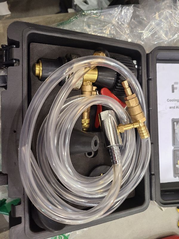 Photo 1 of Coolant Vacuum Refill Kit, Cooling System Leak Checker Radiator Vacuum Fill Kit Equip 1 US & 1 European Standard Splice, 4 Adapters for Pressure Testing, Leak Detection, Coolant Refill, Airlock Purge
