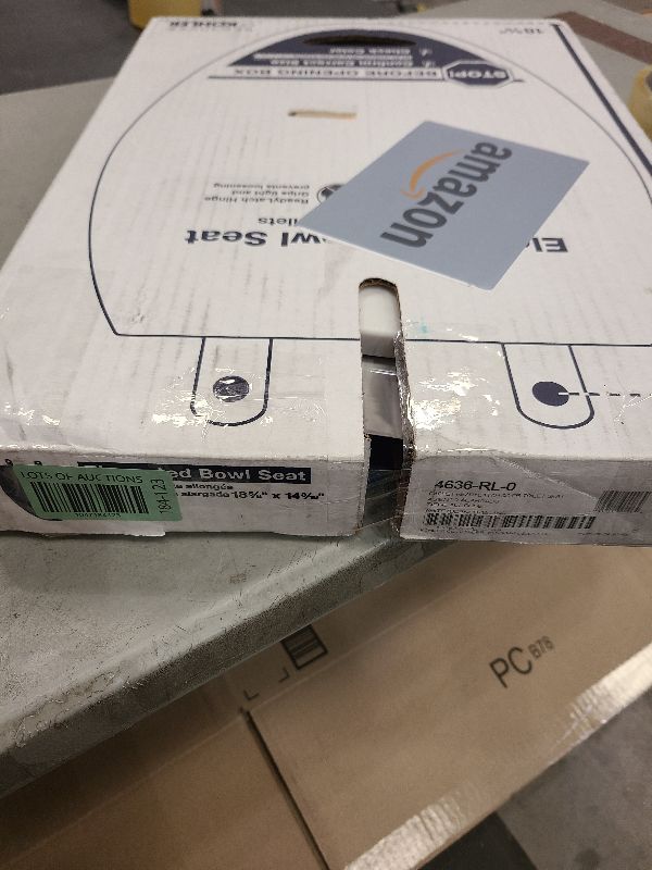 Photo 1 of KOHLER 4636-RL-0 Cachet ReadyLatch Elongated Toilet Seat, Quiet-Close Lid, Contoured Seat, Grip-Tight Bumpers and Installation Hardware, White, 18.04"L x 14.18"W