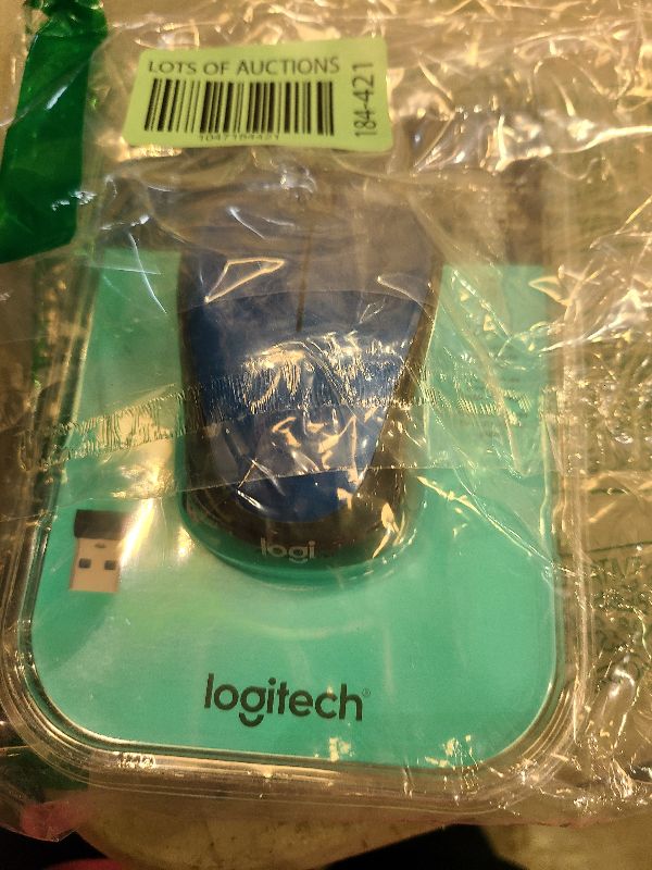 Photo 1 of Logitech M317 Wireless Mouse, 2.4 GHz with USB Receiver, 1000 DPI Optical Tracking, 12 Month Battery, Compatible with PC, Mac, Laptop, Chromebook - Blue