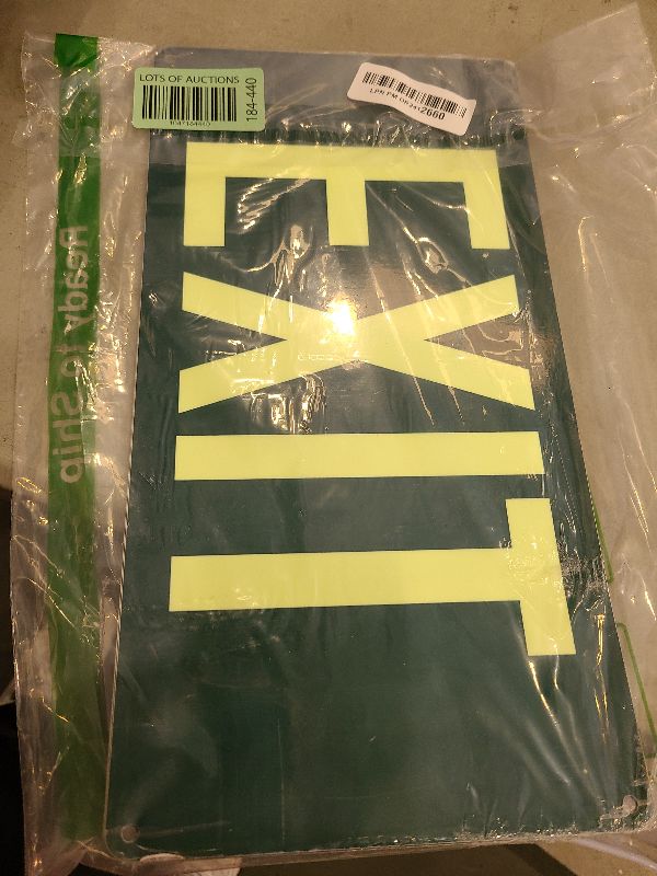 Photo 1 of 2Pack Photoluminescent Exit Sign Green - 14.25"x 7.5" Aluminum Glow In The Dark- Adhesive Backing- Includes 4pcs Removable Arrows