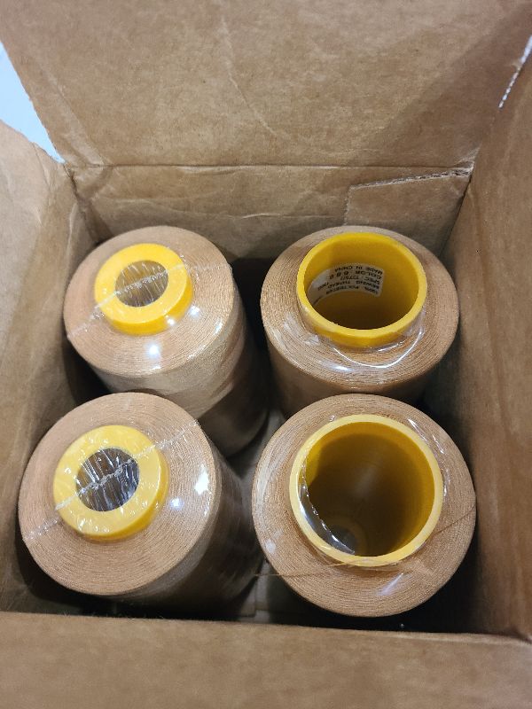 Photo 1 of AK Trading 4-Pack Light TAN All Purpose Sewing Thread Cones (6000 Yards Each) of High Tensile Polyester Thread Spools for Sewing, Quilting, Serger Machines, Overlock, Merrow & Embroidery.