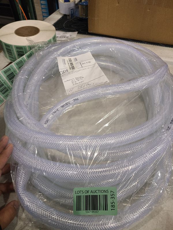 Photo 1 of 3/4" ID x 1" OD - 25 Ft High Pressure Braided Clear PVC Vinyl Tubing Flexible Vinyl Tube, Heavy Duty Reinforced Vinyl Hose Tubing, BPA Free and Non Toxic