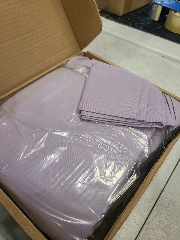 Photo 1 of Amazon Basics Lightweight Super Soft Easy Care Microfiber 4 Piece Bedsheets Set with 14-Inch Deep Pockets, Queen, Frosted Lavender, Solid