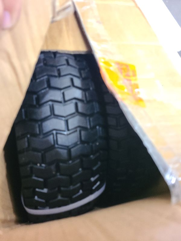 Photo 1 of 2-Pack 13x5.00-6 Flat-Free Tire with Rim,3"Centered Hub with 3/4" Bushings,w/Grease Fitting?400lbs Capacity,13x5-6 No-Flat Solid Rubber Turf Wheel,for Riding Lawn mower,Garden Cart,Wheelbarrow