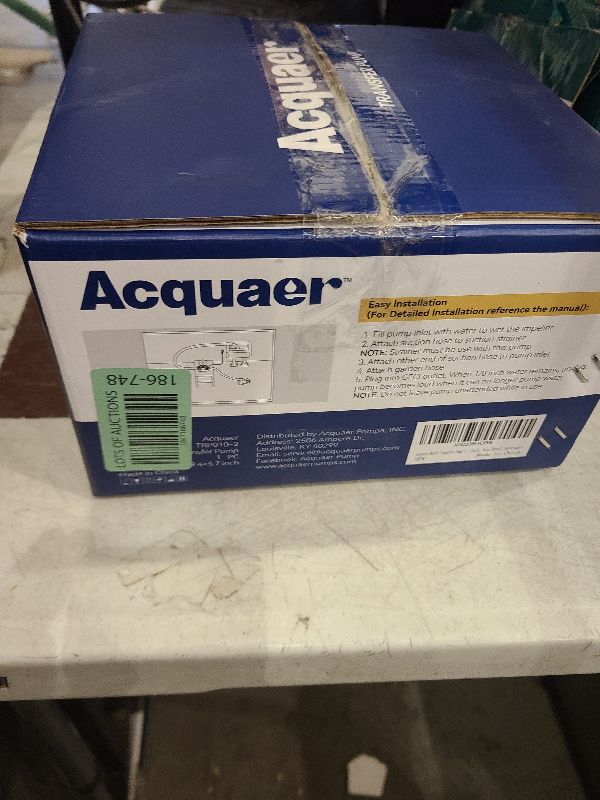 Photo 1 of Acquaer Portable Electric Utility Water Transfer Pump 115V 1/10 HP with Suction Hose Kit, Low Suction Water Removal for Water Beds, Pools, Rain Barrel, Aquariums