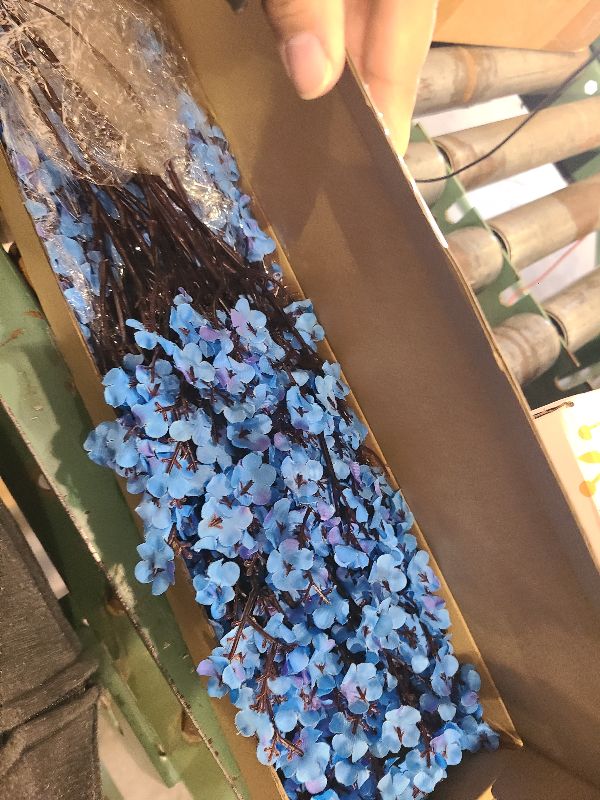 Photo 1 of 10 Pcs Baby's Breath Artificial Flowers, Silk Flowers Gypsophila, Blue Flowers Artificial for Decoration, Indoor Floral Arrangement, Wedding Bouquets, Home Table Centerpieces (10, Blue)