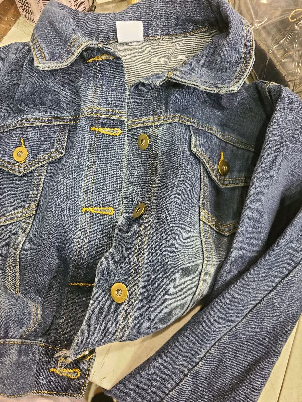 Photo 1 of AiiUp Cropped Jean Jacket for Women Long Sleeve Classic Casual Crop Top Denim Jackets Coat