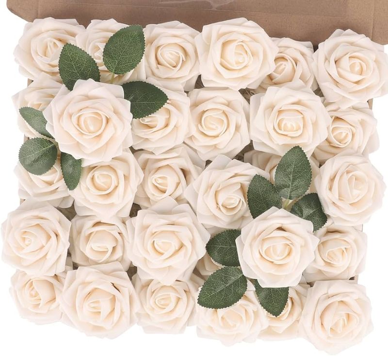 Photo 1 of 
4.7
4.7 out of 5 stars
(8,966)
MACTING Artificial Flower Roses 30PCS Real Touch Fake Flowers with Stem Foam Roses for DIY Wedding Bouquet Table Centerpieces Bridal Shower Party Spring Home Mothers Day Decorations (Cream)
100+ bought in past month
