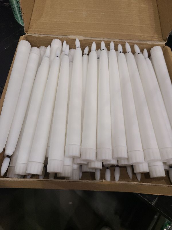 Photo 1 of 50 Pcs Flameless Taper Candles Battery Operated Bulk 8.5 Inch LED Flickering Flameless Candlesticks Realistic Candle Lights for Home Dinner Wedding Church Christmas Decor