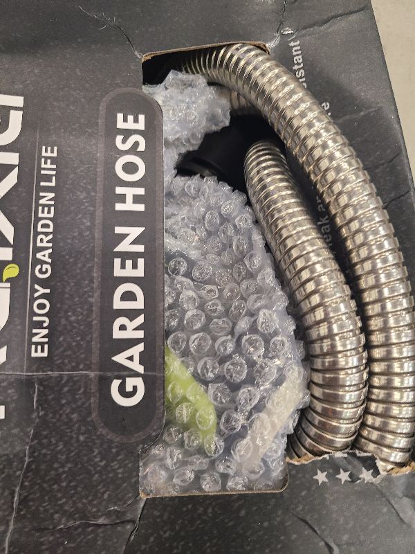 Photo 1 of 10FT Metal Garden Hose - Stainless Steel, Heavy Duty, Flexible & Lightweight, Never Kink and Tangle, with 10-Function Nozzle, Pressure Resistant for Outdoor Use (Yellow)