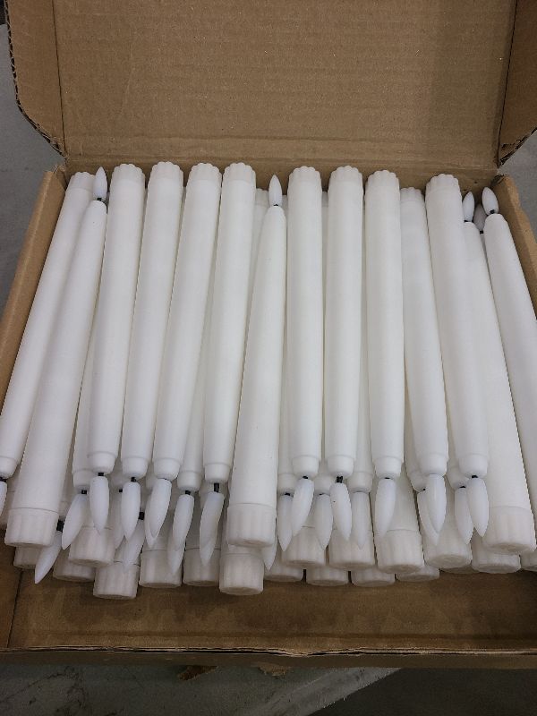 Photo 1 of 50 Pcs Flameless Taper Candles Battery Operated Bulk 8.5 Inch LED Flickering Flameless Candlesticks Realistic Candle Lights for Home Dinner Wedding Church Christmas Decor