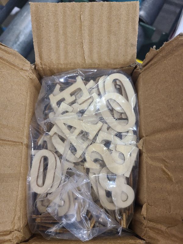 Photo 1 of 306 Pieces 1-1/4 Inch(1.25") Small Unfinished Wooden Letters and Wooden Numbers Decorative Font Alphabet Letters for Scrapbooking DIY Crafts Homemade Project