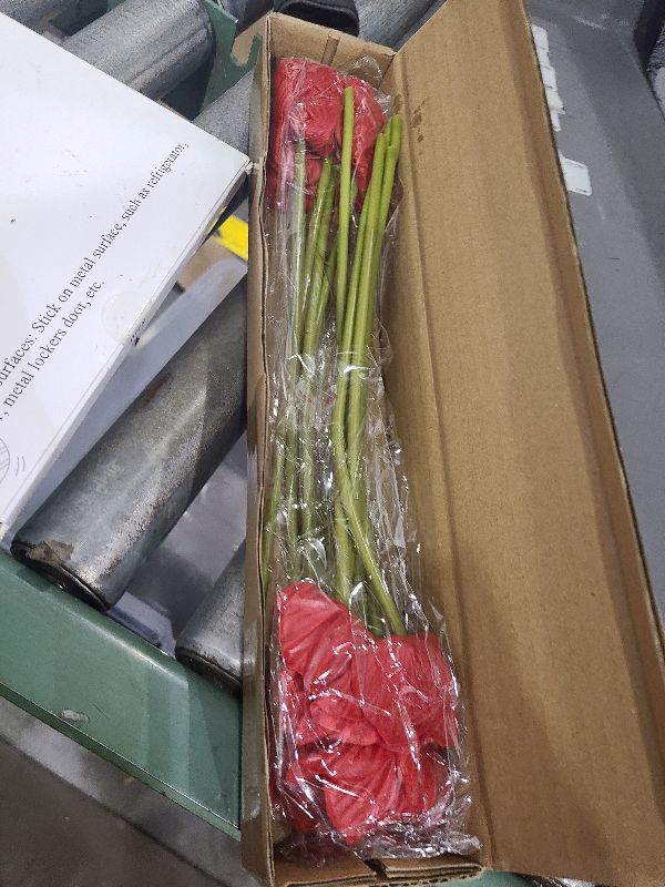 Photo 1 of 10 Stem 11" Bouquets Artificial Flowers Poppy Flowers,No Fade Anemone PU Fake Wild Flowers for Kitchen Table Centerpiece Vase,Home Greenery Wedding Holding Flowers Backdrop Arch Wall (Red)
