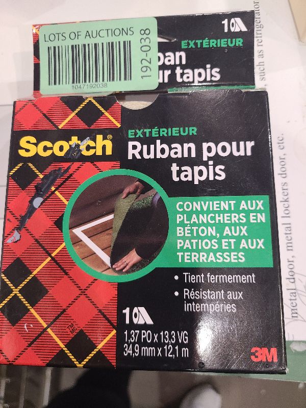 Photo 1 of 3M Scotch 1.3 in. W x 40 ft. L Reversible Vinyl Indoor and Outdoor Carpet Tape