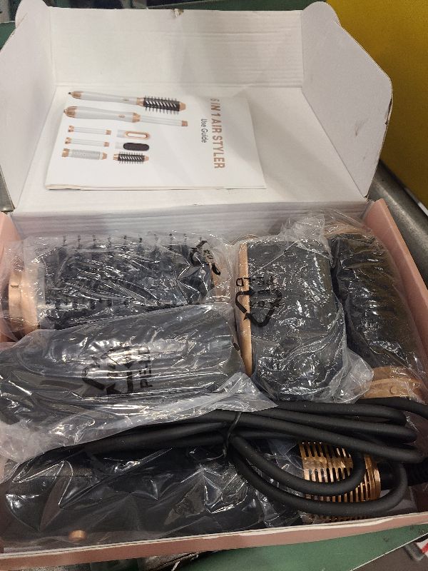 Photo 1 of 6 in 1 Hair Dryer Brush, Upgrade Detachable Blow Dryer Brush Air Styler Wrap Air Curler, Curly Twist Curling Iron,Negative Ion Blow Dryer Hot Styler