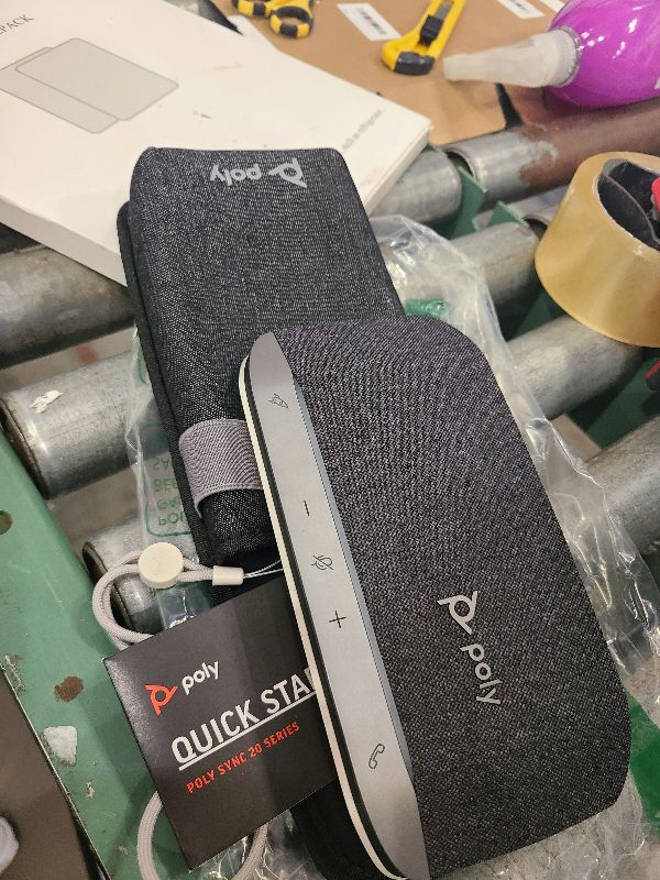 Photo 1 of Poly Sync 20+ Personal Portable Bluetooth Speakerphone (Plantronics) - Noise/Echo Reduction - USB-C Bluetooth Adapter - Works w/Teams, Zoom, PC, Mac, Mobile – Amazon Exclusive