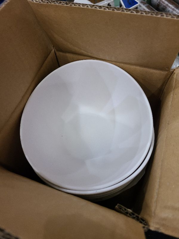 Photo 1 of 6.2'' Bamboo Fiber Cereal Bows Set of 6, Soup Bowls 24 Oz for Serving Salad, Snack, Side Dishes, Modern Oval Lightweight Bowls for Breakfast, Lunch and Dinner, Dishwasher and Freezer Safe(Matte White)