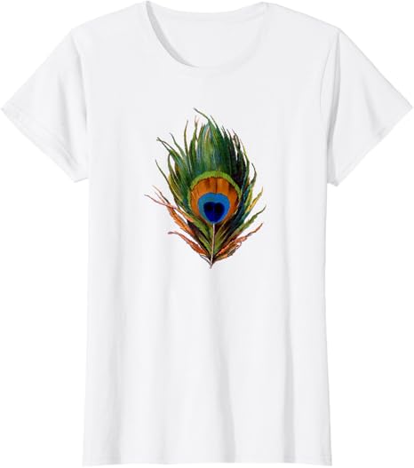 Photo 1 of  Vintage Peacock Feather Print T Shirt T-Shirt SMALL