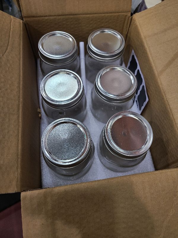 Photo 1 of [6 Pack] 16 oz. Regular-Mouth Glass Mason Jars with Metal Airtight Lids and Bands for 1 Pint Canning, Preserving, & Meal Prep