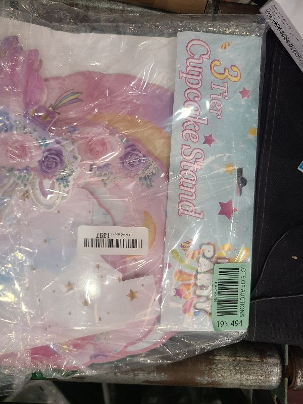Photo 1 of 2 Pack Unicorn Cupcake Stands Birthday Decorations: 3-Tier Unicorn and Rainbow Theme Party Supplies Cake Stand Toppers for Girls Kids - Suitable for 48pcs Cupcakes Pink Table Decorations