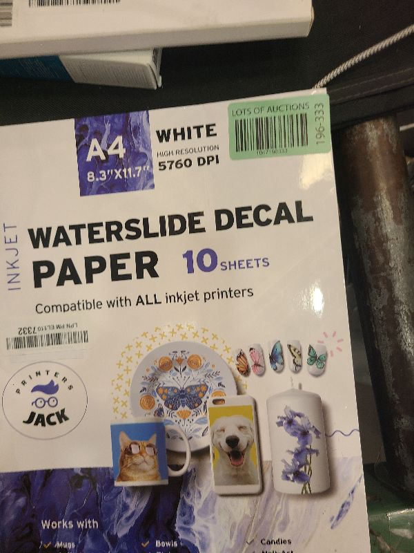 Photo 1 of Printers Jack Water Slide Decal Paper Inkjet Clear 5 Sheets 8.5 x 11 inches Premium Water-Slide Transfer Paper Printable Water Slide Decals for Tumblers, Mugs, Glasses DIY