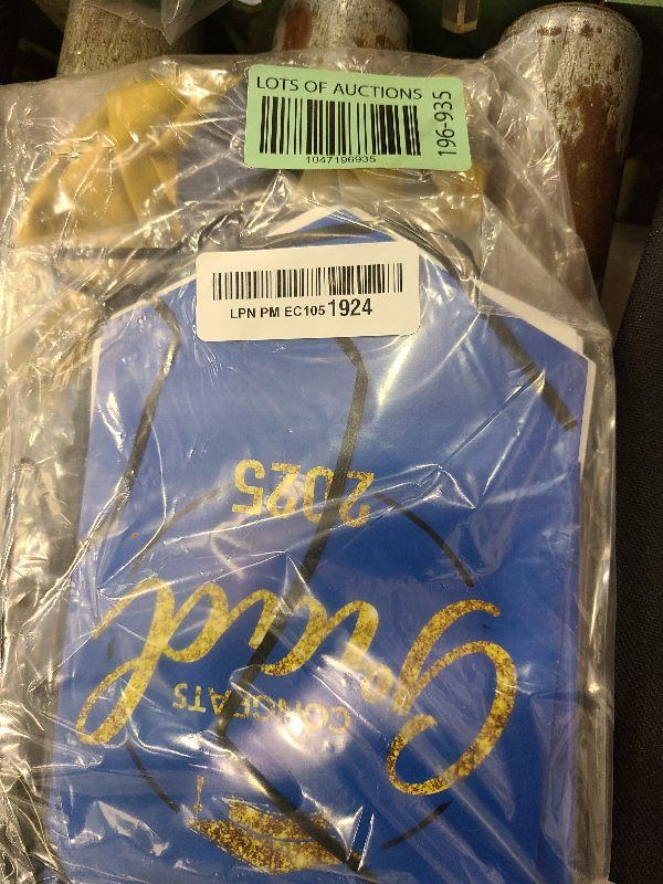 Photo 1 of algpty Graduation Decorations 2025 Navy Blue and Gold, Grad Party Decorations Including 2025 Congrats Grad Banners, Paper Pompoms, Hanging Swirls, Balloons for Graduation Party Decorations