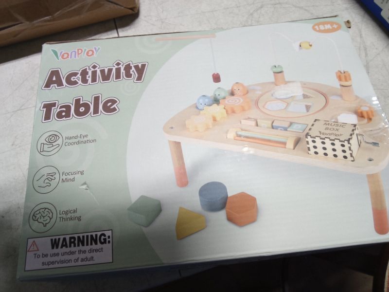 Photo 1 of Activity Table for 1 Year Old, Montessori Toys for 1 2 Year Old Girls Boy Gifts, 8 in 1 Wooden Sensory Play Table for Toddler 1-3, Learning Toys for Baby 12-18 Months 1st Christmas Birthday Gifts
