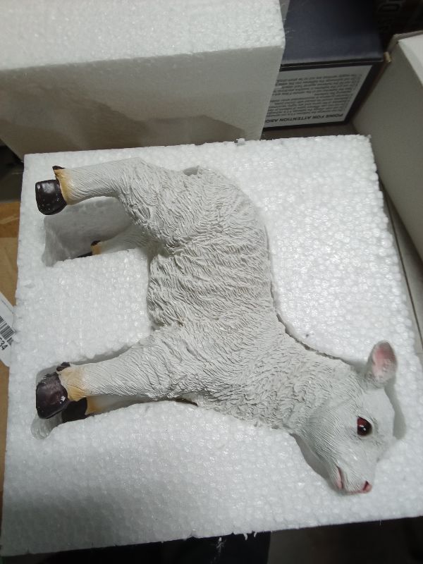 Photo 1 of PenRux Sheep Statue Handmade Lifelike Lamb Shape Figurine Garden Sculpture with Exquisite and Lifelike, Lamb Ornament, Garden Decoration for Indoor Outdoor, Desk Bookshelf Display