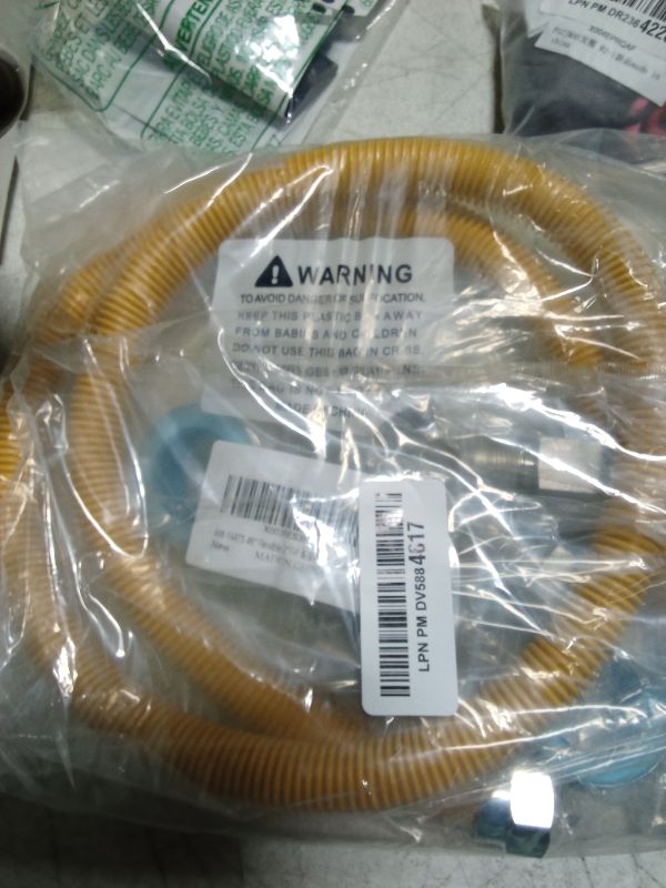 Photo 1 of AMI PARTS 48" Flexible Gas Line Kit Yellow Coated, Gas Hose Connector Kit for Dryer, Stove, Water Heater,5/8" OD(1/2" ID) Stainless Steel Gas Line with Connector 1/2" MIP &1/2"FIP & 3/4"MIP Fitting