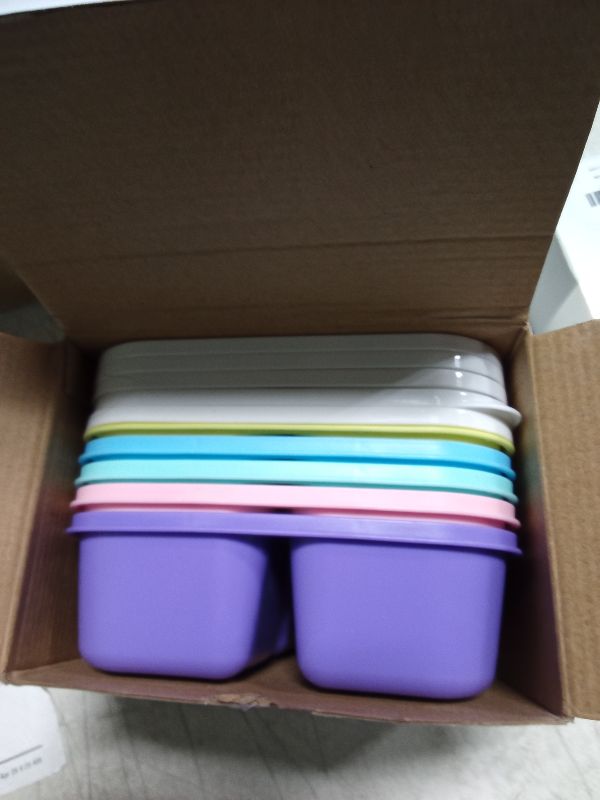 Photo 1 of 5 Pcs Bento Snack Containers, Reusable 4 Compartment Divided Food Storage Containers, Divided Lunchable Container for School, Work and Travel (5 Color)