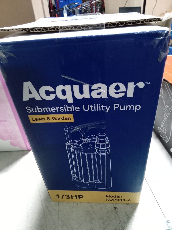 Photo 1 of Acquaer 1/3 HP Automatic Submersible Water Pump, 115V Sump Pump with 3/4” Garden Hose Check Valve Adapter,2160 GPH High Flow Water Removal for Swimming Pool Cover Hot Tubs Flooded House Basement