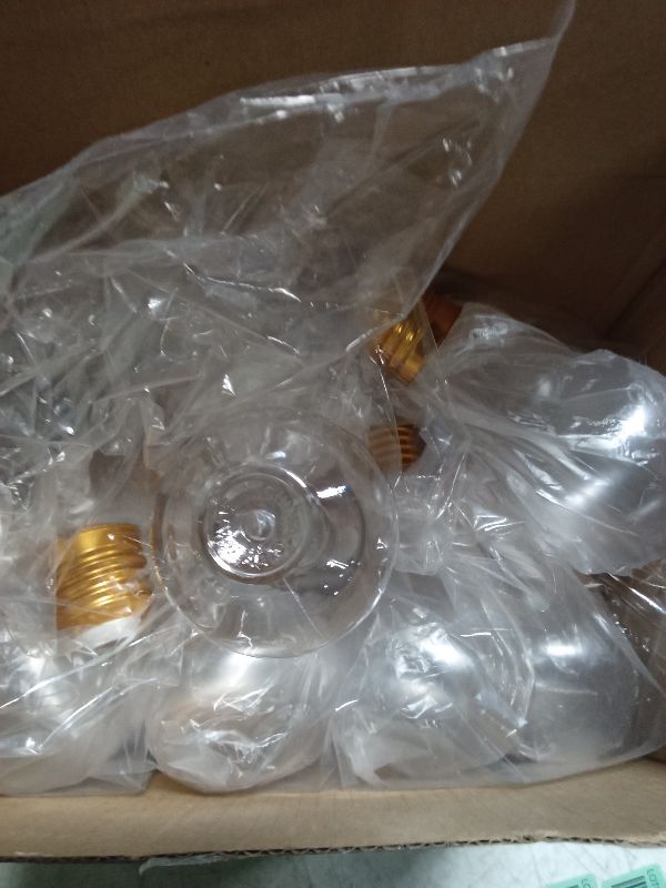 Photo 1 of 36 Pcs Light Bulb Jars Clear 100 ml Plastic Candy Jars Bulb Vase Christmas Ornaments Storage Containers with Lids Fillable ornament for Candy DIY Crafts Hanging Decoration(Gold)