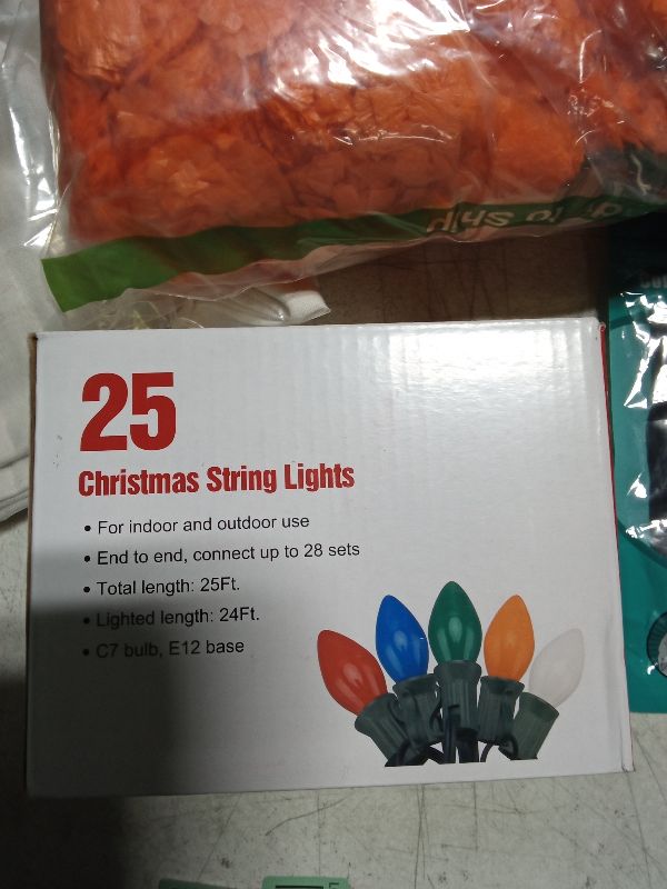 Photo 1 of Abeja 25Ft Christmas Lights Multicolor, C7 Red Green Vintage Christmas Lights with 27 Glass Bulbs, Hanging Outdoor String Lights for Holidays, Christmas Prom Party Wedding Decor, Red/Green