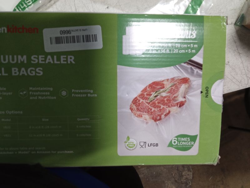 Photo 1 of [2025 Upgraded] Bonsenkitchen 3 Rolls 11" x 16' + 3 Rolls 8" x 16' Vacuum Sealer Bags for Food with a Color Box, Easy to Store, Commercial Grade, BPA Free, Great for Food Storage or Sous Vide, VB22