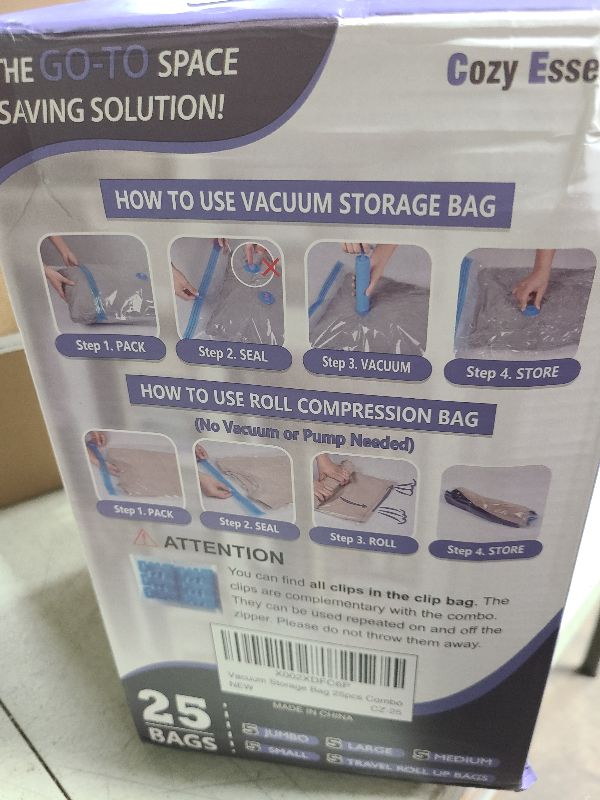 Photo 1 of 25 Pack Vacuum Storage Bags, Space Saver Vacuum Storage Bags, Vacuum Seal Bags for Clothing, Clothes, Comforters and Blankets, Hand Pump Included