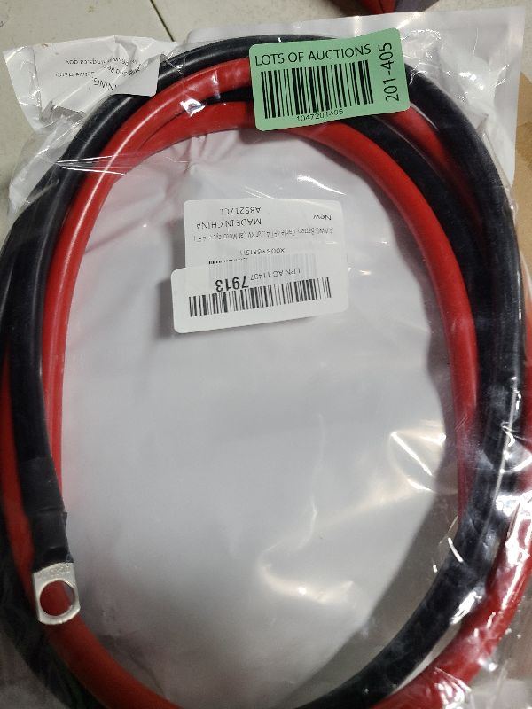 Photo 1 of 4 AWG Battery Cable 4FT 4 Gauge Pure Copper Battery Inverter Cables with 3/8 in Lugs Both Ends Power Inverter Wire Set for Automotive Solar Power Inverter Marine Boat RV Car Motorcycle (4 FT)