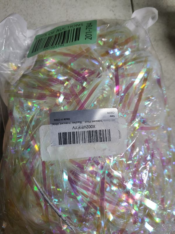 Photo 1 of 250 Grams Iridescent Plastic Hamper Shreds DIY Gift Wrapping Confetti Basket Filler Party Supplies (Iridescent White)