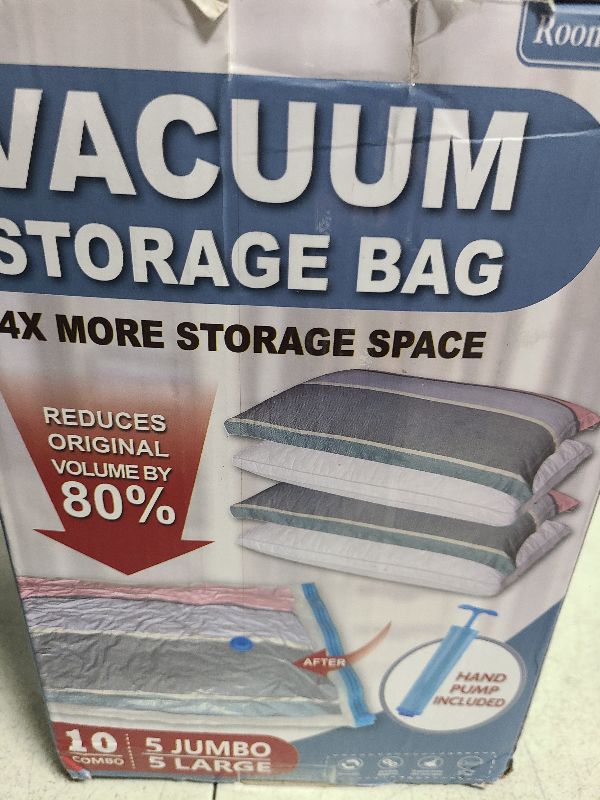 Photo 1 of 10 Pack Vacuum Storage Bags with Pump, 5 Jumbo and 5 Large Space Saver Vacuum Storage Bags, Vacuum Seal Bags for Clothing, Comfoters, Pillows, Blanket, Bedding