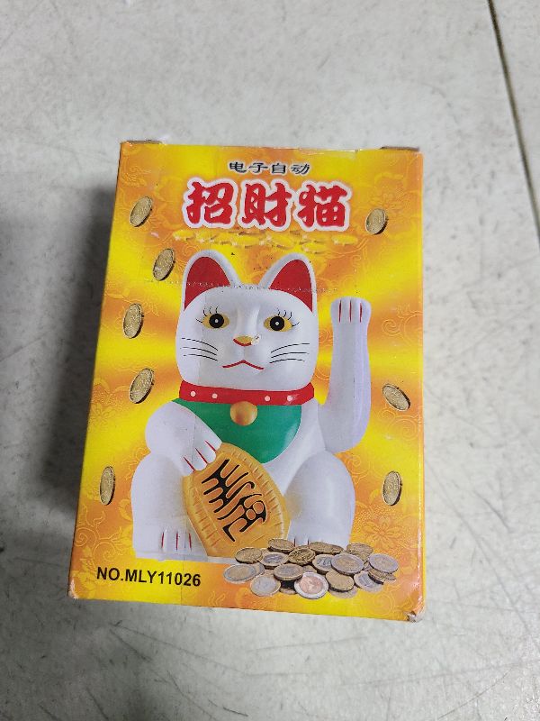 Photo 1 of 4 Inch Arm Waving Fortune Cat Battery Powered, Hand Waving Welcoming Cat Chinese Lucky Cat Decor for Home Desk Ornament Gift Giving
