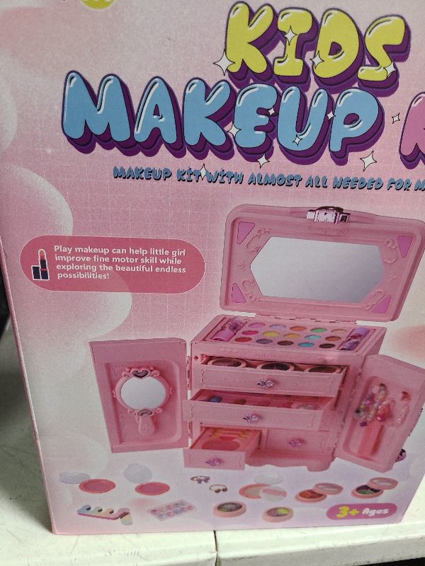 Photo 1 of 66Pcs Kids Makeup Kit for Girl - Washable Play Makeup Toys Set for Dress Up - Pretend Beauty Make Up Vanity Set Toys for Age 3 4 5 6 7 8 9 10 11 12 Year Old Girls Toddler Kid Christmas Birthday Gifts