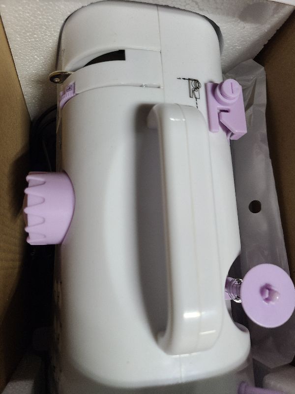 Photo 1 of Mini Sewing Machine for Beginners, Portable Electric Sewing Machine with Dual Speed, 12 Built-in Stitches, Foot Pedal, and Accessories Kit for Home DIY Projects & Gift