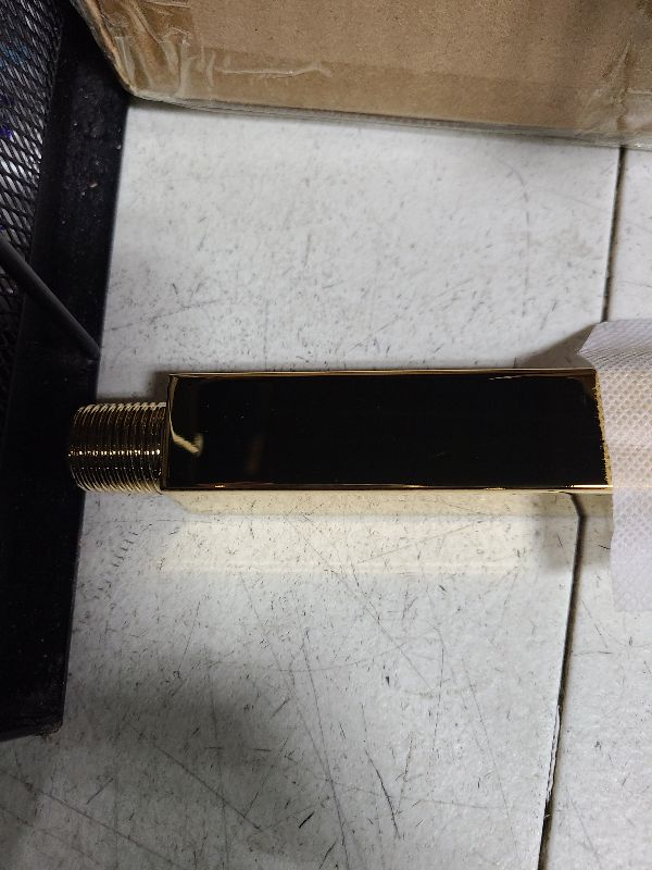 Photo 1 of Shower Extension Tube, Wall Mounted Shower Arm Stainless Steel Quadrate Shower Head Extension Arm Shower Arm Pipe Gold