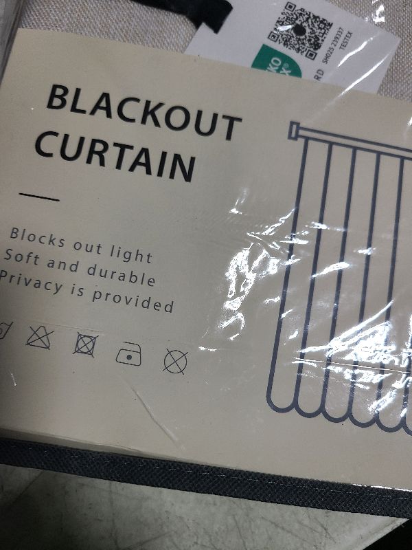 Photo 1 of 100% Blackout Shield Linen Blackout Curtains for Bedroom 96 Inches Long, Back Tab/Rod Pocket Living Room Drapes, Thermal Insulated Blackout Curtains 2 Panels Set, 50" W x 96" L,Cream
