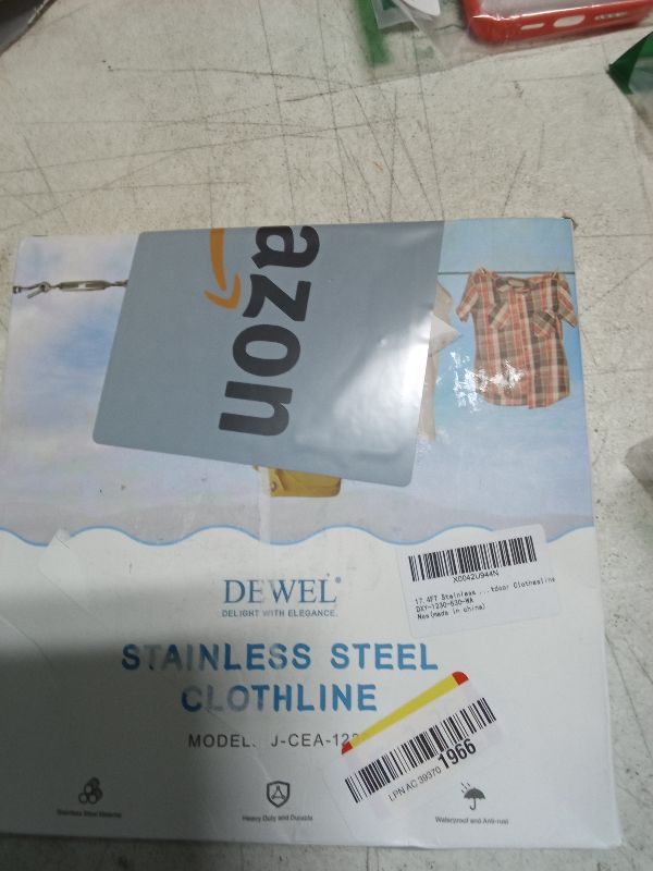 Photo 1 of 17.4FT/5.3M Stainless Steel Clothes Lines for Hanging Clothes Outside - DEWEL Clothesline Heavy Duty for Wire Curtain Hanging - Windproof Anti-sag Multipurpose Outdoor Clothesline