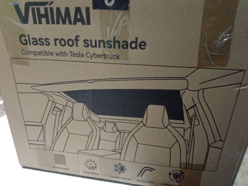 Photo 1 of 2025 Upgrade Tesla Cybertruck Sunshade Roof [Never Sag, Lightweight Mesh Fabric] Heat Insulation Foldable Glass Roof Sun Shade Accessories for Tesla Cybertruck Sunroof 2024 2025, Tesla Interior