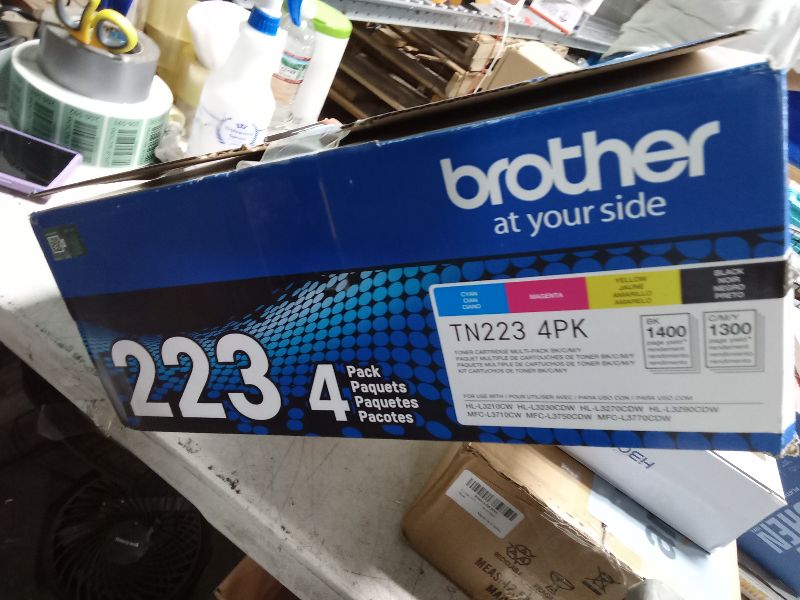 Photo 1 of Brother Genuine Standard-Yield Toner Cartridge Four Pack TN223 4PK - includes one cartridge each of Black, Cyan, Magenta & Yellow Toner, Standard Yield, Model: TN2234PK