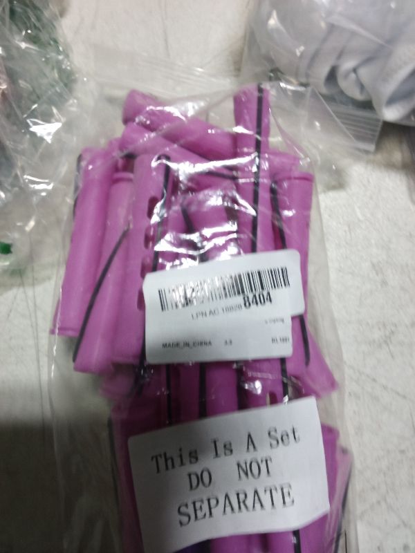 Photo 1 of 24 Plastic Hair Perming Rods and Curlers with Steel Pintail Comb for Hairdressing Styling (0.75 Inches, Purple)