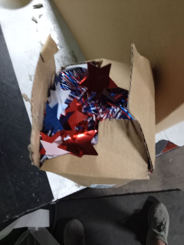 Photo 1 of 50FT 4th of July Tinsel Garland Red White and Blue Garland Patriotic Garland for Celebration Holiday Red White and Blue Decorations Memorial Day Independence Day 4th of July Decorations