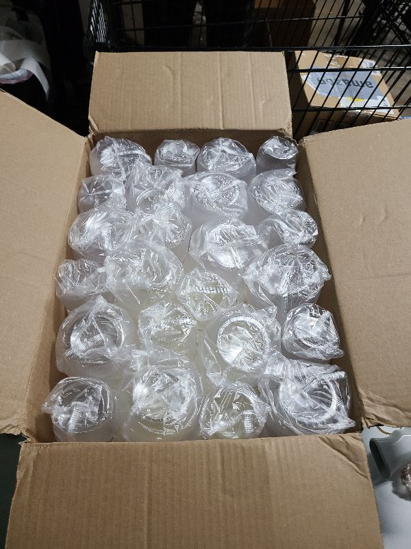 Photo 1 of 48 Pack Ribbed Origami Ripple Plastic Glasses, 24 9 Ounce Stemless Champagne Flutes & 24 12 Ounce Cups, BPA-Free Disposable Shatterproof Toasting Glasses for Weddings, Bars, and Events (Gold Rim)